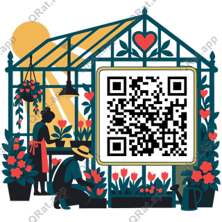 Greenhouse Flowers artwork with a customizable QR code area