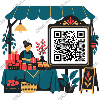 Market Table artwork with a customizable QR code area