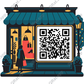 Window Display artwork with a customizable QR code area