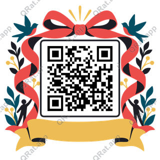 Invitation Ribbon artwork with a customizable QR code area