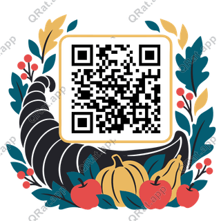 Harvest Horn artwork with a customizable QR code area