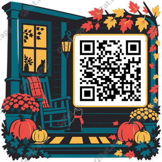 Harvest Porch artwork with a customizable QR code area