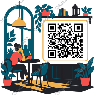 Café Connection artwork with a customizable QR code area