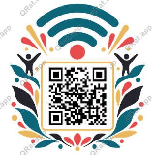 Signal Arcs artwork with a customizable QR code area