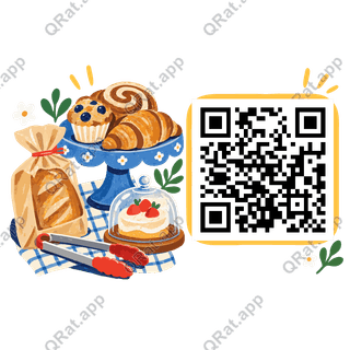 Bakery Counter artwork with a customizable QR code area