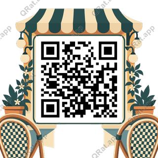 Bistro-Awning Frame artwork with a customizable QR code area