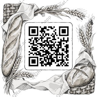Bread-Basket Frame artwork with a customizable QR code area
