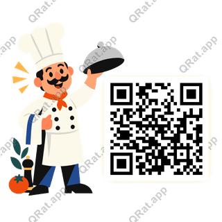 Chef at the Cloche artwork with a customizable QR code area