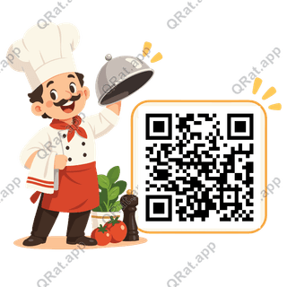 Chef at the Cloche artwork with a customizable QR code area