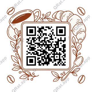 Coffee-and-Pastry Frame artwork with a customizable QR code area