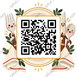 Cutlery-and-Napkin Frame artwork with a customizable QR code area