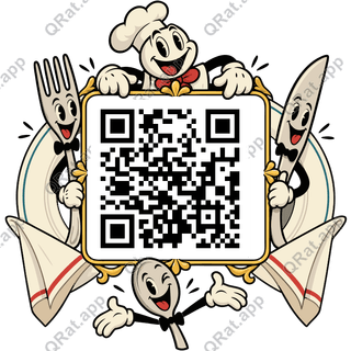 Cutlery-and-Napkin Frame artwork with a customizable QR code area