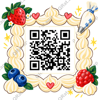 Dessert-Piping Frame artwork with a customizable QR code area
