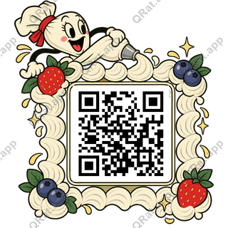 Dessert-Piping Frame artwork with a customizable QR code area