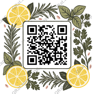Herb-and-Citrus Frame artwork with a customizable QR code area