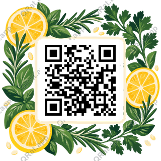 Herb-and-Citrus Frame artwork with a customizable QR code area