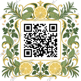 Herb-and-Citrus Frame artwork with a customizable QR code area