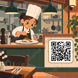 Open Kitchen Pass artwork with a customizable QR code area