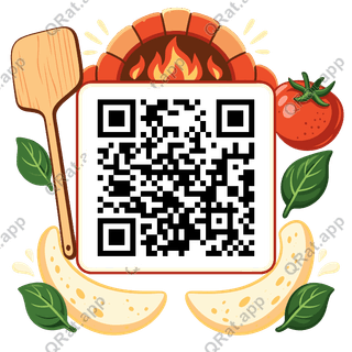 Pizza-Peel Frame artwork with a customizable QR code area