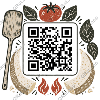 Pizza-Peel Frame artwork with a customizable QR code area
