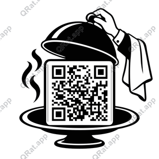 Plate-and-Cloche Frame artwork with a customizable QR code area