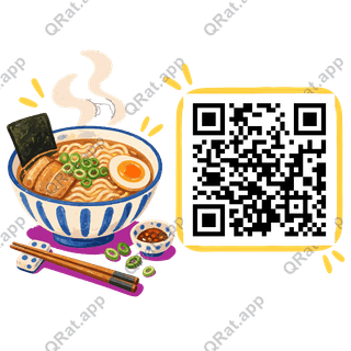 Ramen Service artwork with a customizable QR code area