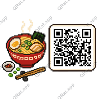 Ramen Service artwork with a customizable QR code area