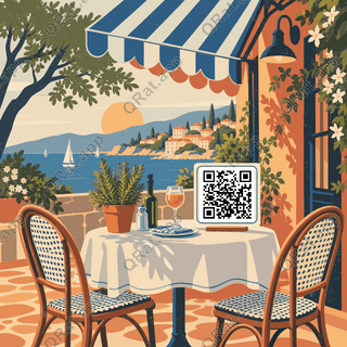Sidewalk Bistro artwork with a customizable QR code area