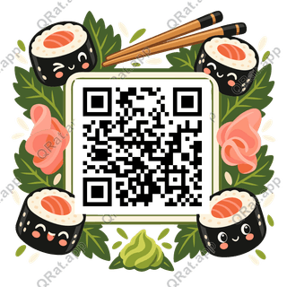Sushi-Roll Frame artwork with a customizable QR code area