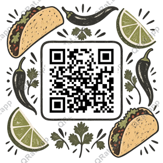 Taco-and-Chile Frame artwork with a customizable QR code area