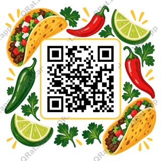Taco-and-Chile Frame artwork with a customizable QR code area