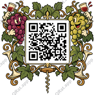 Wine-and-Vine Frame artwork with a customizable QR code area