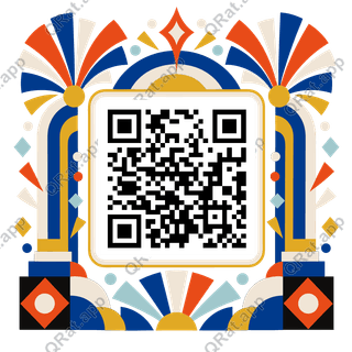 Firework Gate Frame artwork with a customizable QR code area