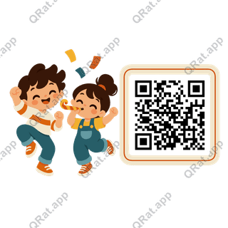 Dancing Friends artwork with a customizable QR code area