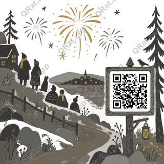 Fireworks on the Hill artwork with a customizable QR code area