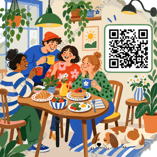 New Year Brunch artwork with a customizable QR code area