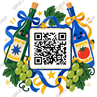 Champagne Ribbon Frame artwork with a customizable QR code area