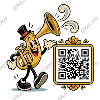Midnight Trumpet artwork with a customizable QR code area