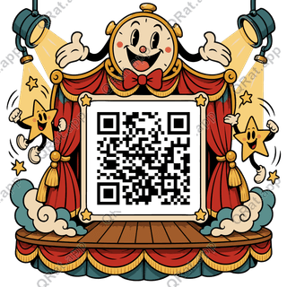 Clock Curtain Frame artwork with a customizable QR code area