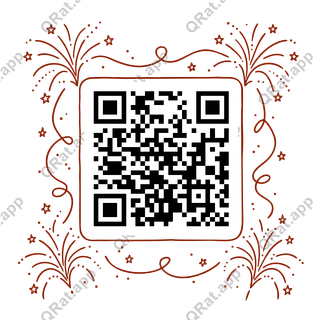 Firework Fountain Frame artwork with a customizable QR code area