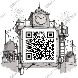 Rooftop Clock Frame artwork with a customizable QR code area