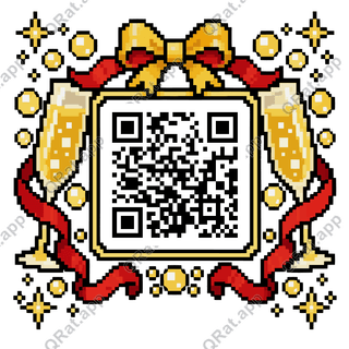 Pixel Champagne Frame artwork with a customizable QR code area