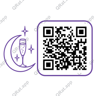 Purple Moon Toast artwork with a customizable QR code area