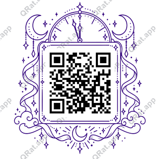 Purple Spark Clock Frame artwork with a customizable QR code area
