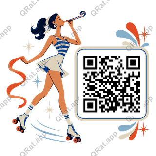 Midnight Roller Skater artwork with a customizable QR code area