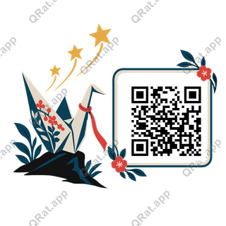 First Wish Crane artwork with a customizable QR code area