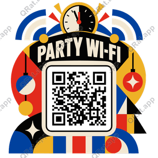 Bauhaus Party Wi-Fi artwork with a customizable QR code area