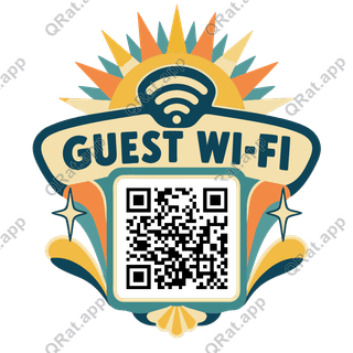 Cut-Paper Sunrise Wi-Fi artwork with a customizable QR code area