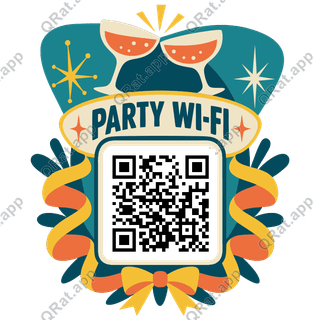 Cut-Paper Party Wi-Fi artwork with a customizable QR code area