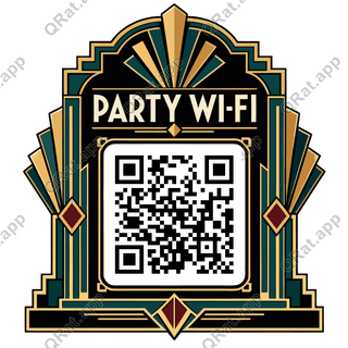 Deco Party Wi-Fi artwork with a customizable QR code area